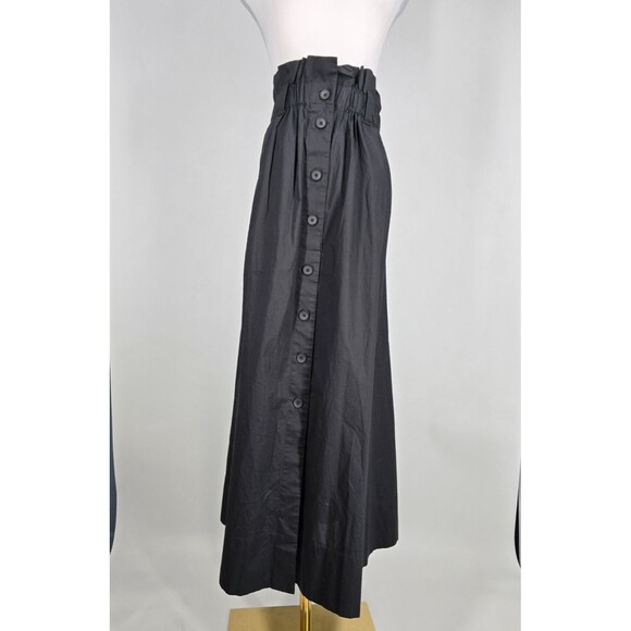 Everlane (Defect) The Easy Button Front Skirt Large Black Midi Skirt Side Slits - Picture 1 of 12